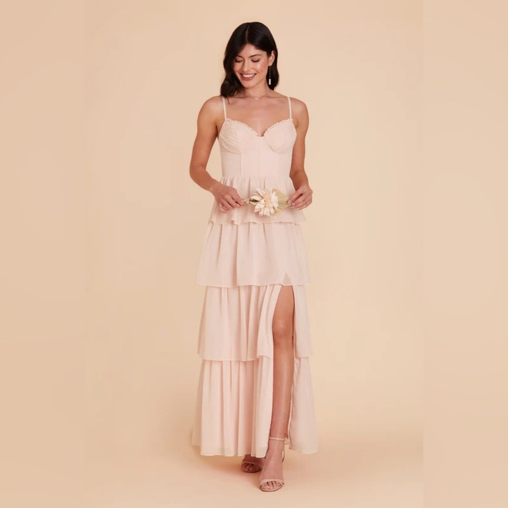 LOLA DRESS CHIFFON PALE BLUSH